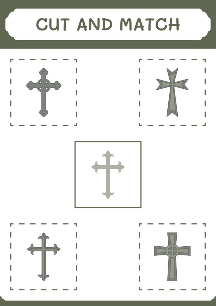 klipp och matcha delar av christian cross, spel för barn. vektor illustration, utskrivbart kalkylblad