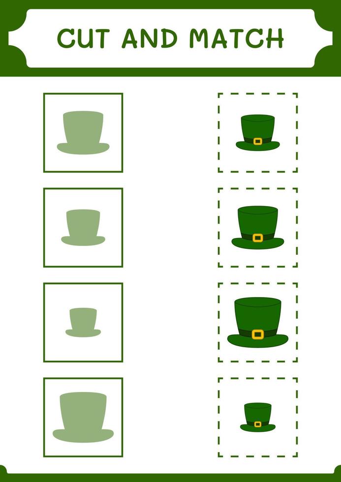 klipp och matcha delar av st. patrick's day hatt, spel för barn. vektor illustration, utskrivbart kalkylblad