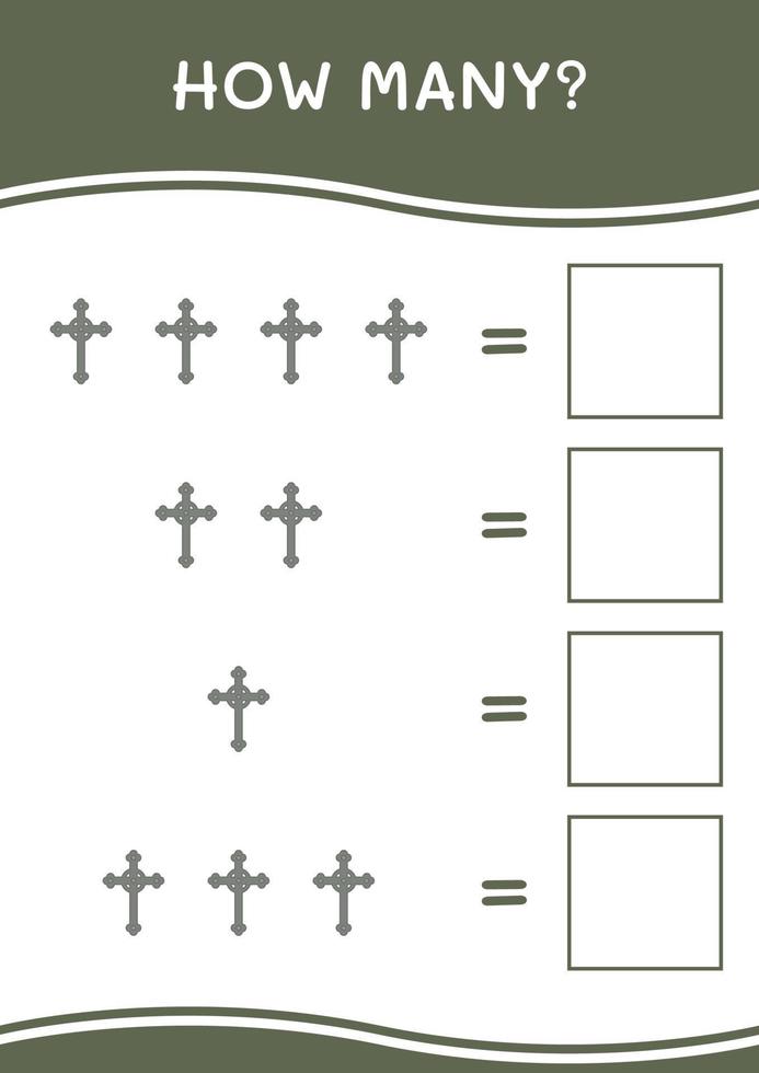 hur många av christian cross, spel för barn. vektor illustration, utskrivbart kalkylblad
