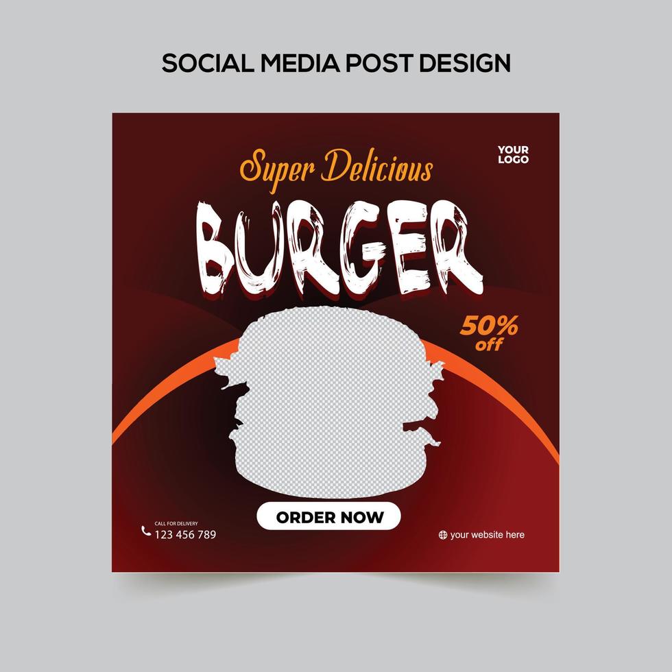 Fast-Food-Burger-Social-Media-Vorlagen Vektordesign Premium-Vektor vektor