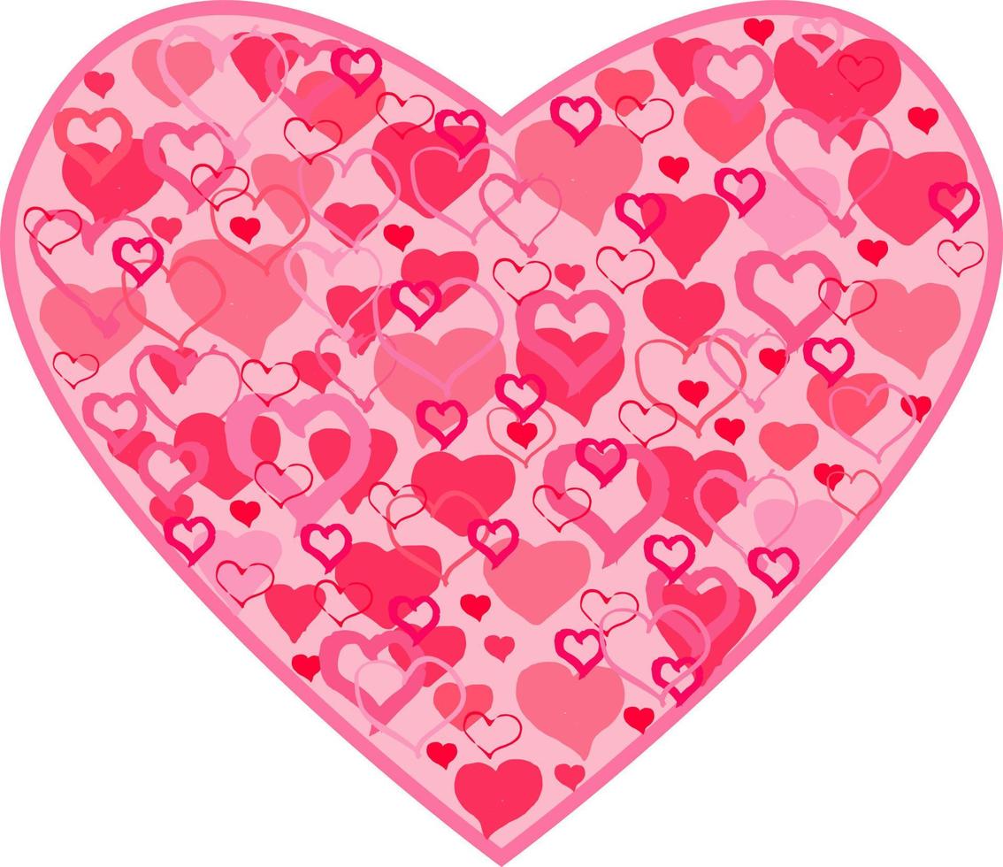 Valentinstagspostkarte, ein großes Herz gefüllt mit vielen kleinen Herzen. vektorillustration für hochzeitseinladung vektor