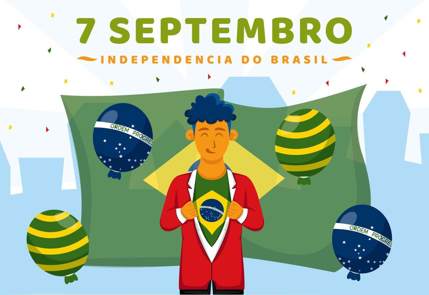 7 de septembro unabhängigkeitstag brasiliens flaches illustrationsdesign vektor