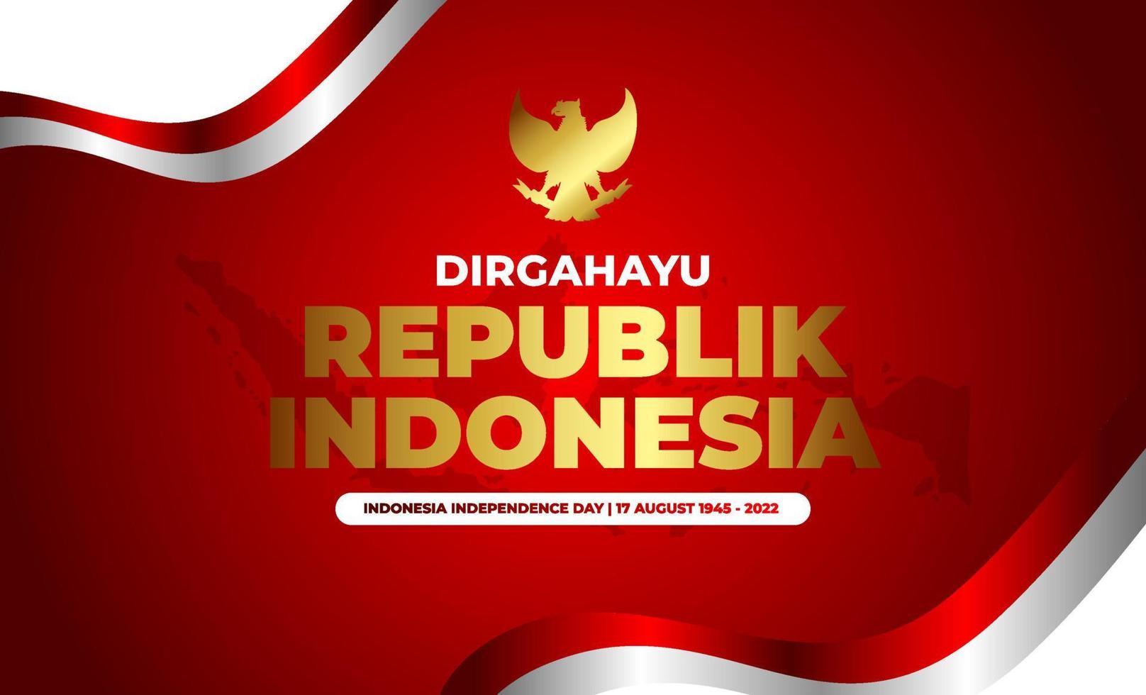 dirgahayu republik indonesien mit flaggenband vektor