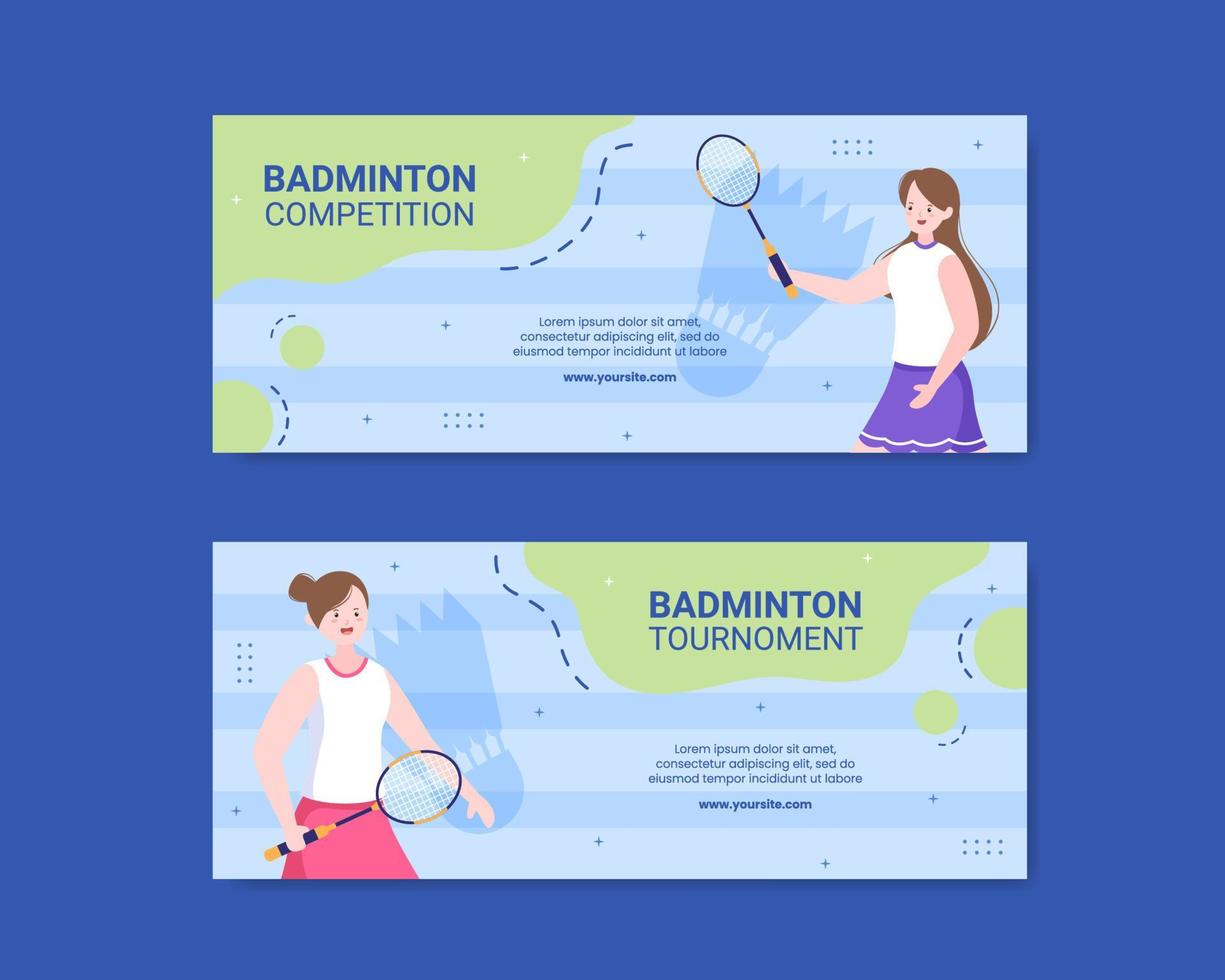 badminton sport konkurrens sociala medier banner mall tecknad bakgrund vektorillustration vektor