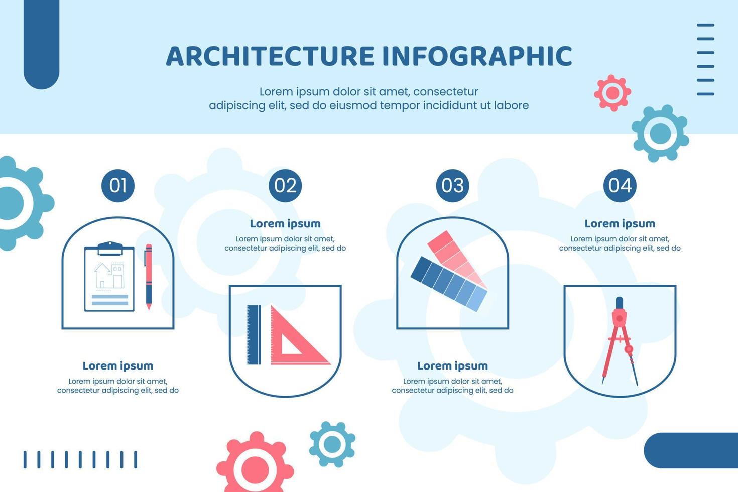 Architekt oder Ingenieur Infografik-Vorlage flache Cartoon-Hintergrund-Vektor-Illustration vektor