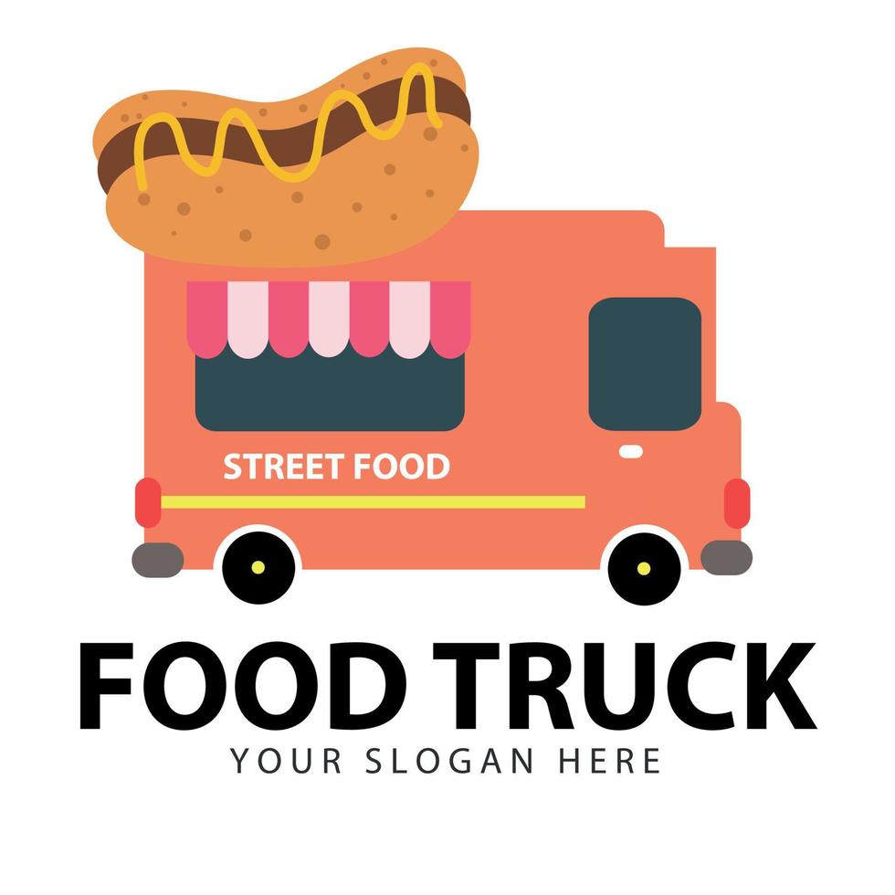 platt illustration av en food truck. sammansättning av modernt designkoncept för fordon för matleveransservice. webbgrafik, annonser, broschyrer, affärsmallar vektor