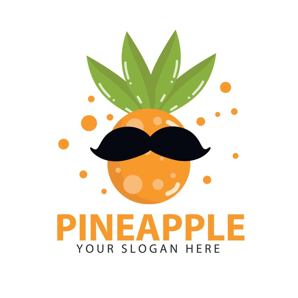 ananas logotyp med en frisk och vältränad mustasch ananas design. fruktjuice logotyp vektor design