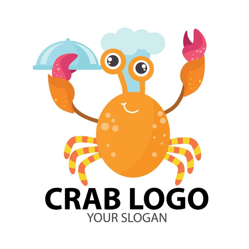 meeresfrüchtekrabbenkrabbenkoch-logo mit meeresfrüchtegericht. Meeresfrüchte-Logo vektor