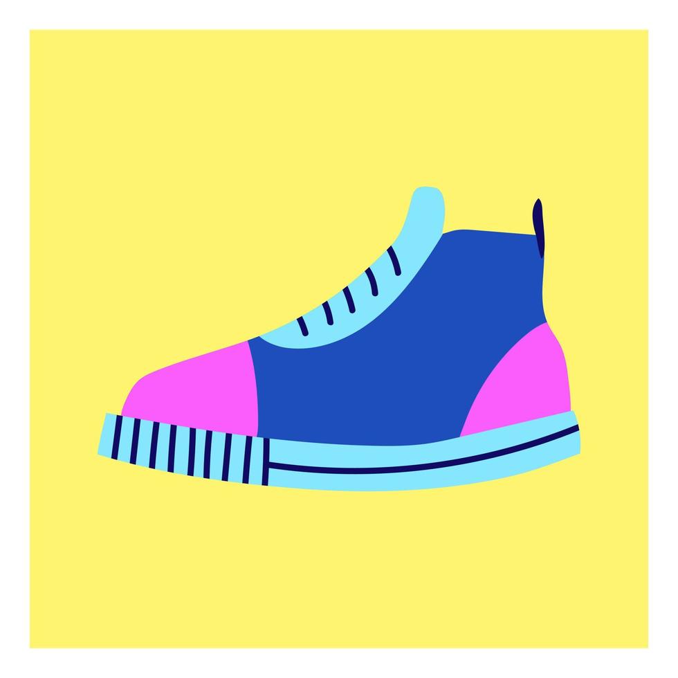 Sneakers in Neonfarben im Stil der 90er Jahre. flache vektorillustration vektor