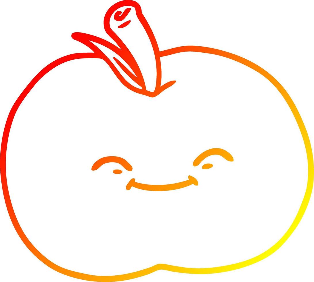 warme Gradientenlinie Zeichnung Cartoon-Apfel vektor