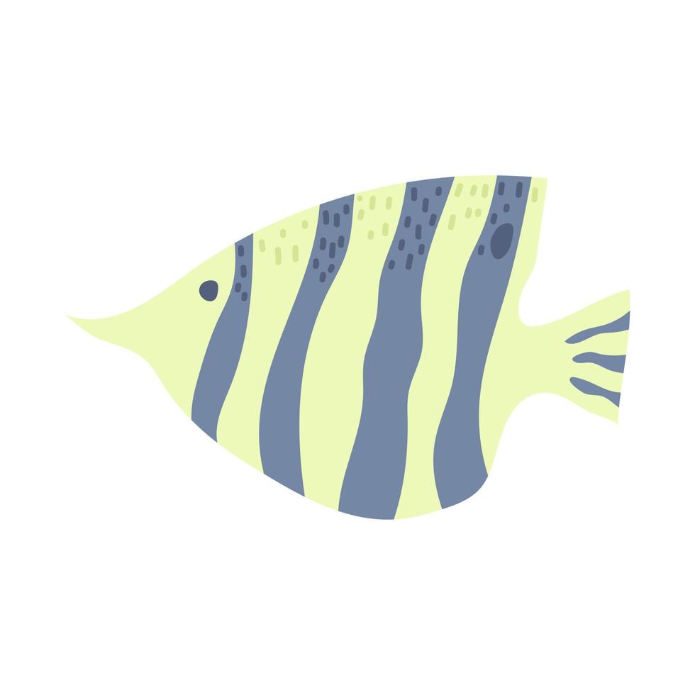 fisk, marin fauna, målade i doodle stil. sommarkollektion. platt vektorillustration vektor