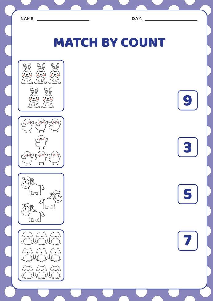 match och räkna spel. pedagogiskt spel för barn i förskoleåldern vektor