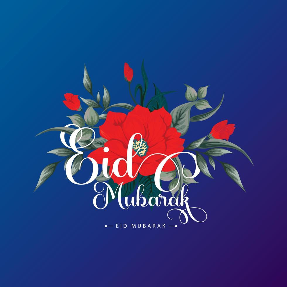 eid mubarak hälsningar blommigt kort vektor