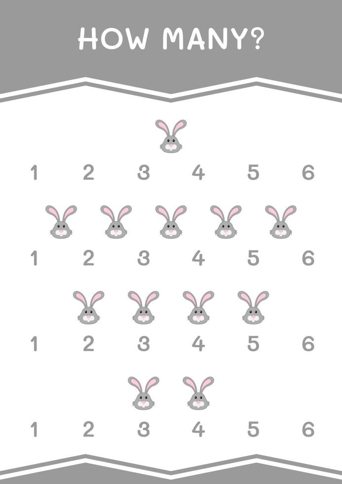 hur många av kanin, spel för barn. vektor illustration, utskrivbart kalkylblad
