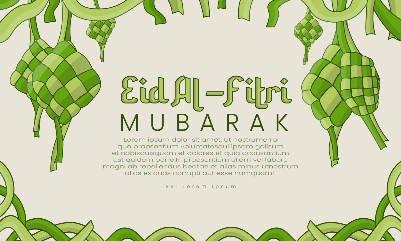 eid al-fitr simple ketupat passar för hälsningar, eid tema sociala medier vektor