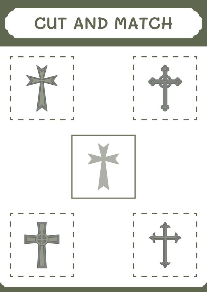 klipp och matcha delar av christian cross, spel för barn. vektor illustration, utskrivbart kalkylblad