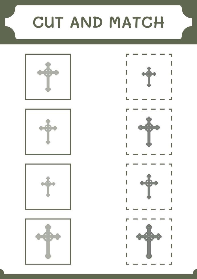 klipp och matcha delar av christian cross, spel för barn. vektor illustration, utskrivbart kalkylblad