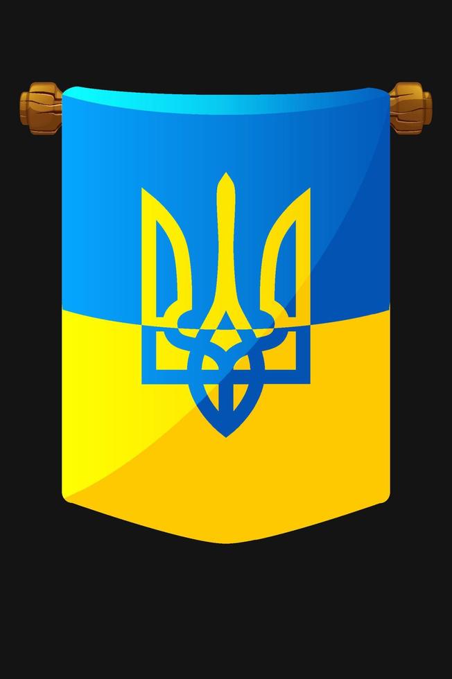 Cartoon-Ukraine-Wimpel, Flagge der Ukraine. kreatives dekoratives design von wimpel mit ukrainischem dreizack vektor