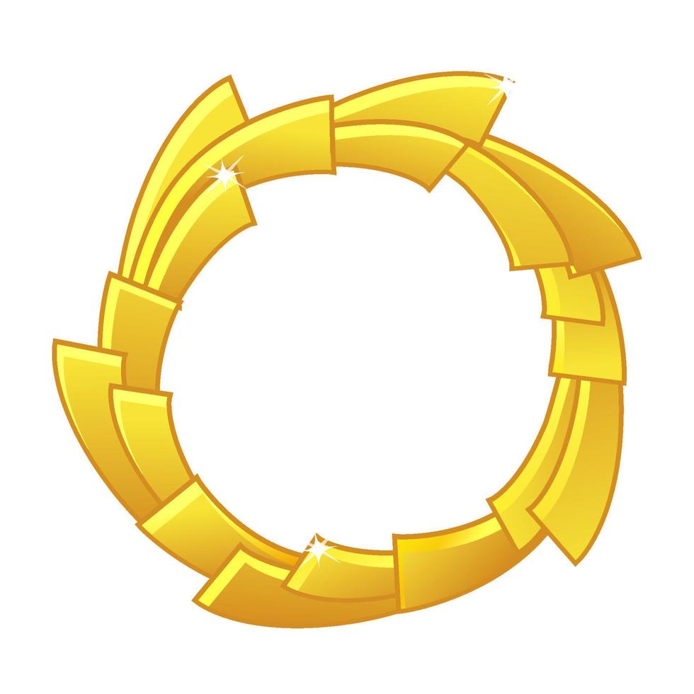 Goldspiel-Avatar, lizenzfreie runde Rahmenvorlage für Spiel-UI. vektorillustration einfacher leerer glänzender goldgewinnerrahmen für spielgrafikdesign. vektor