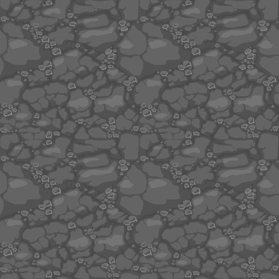 marken seamless mönster, grå jord med stenar textur för spel ui. vektor illustration bakgrund bakgrund organisk mark med rock för tapeter.