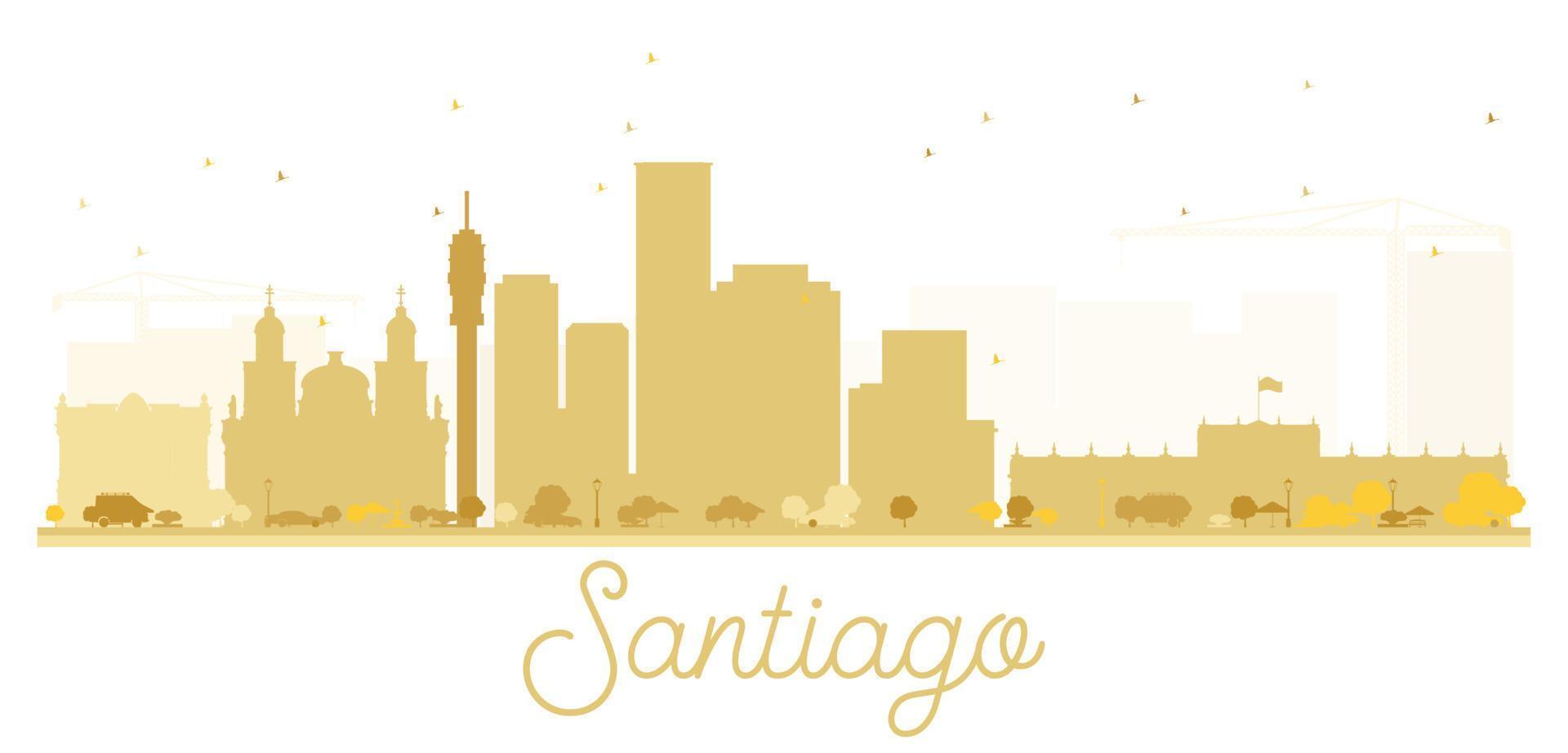 goldene silhouette der skyline der stadt santiago. vektor