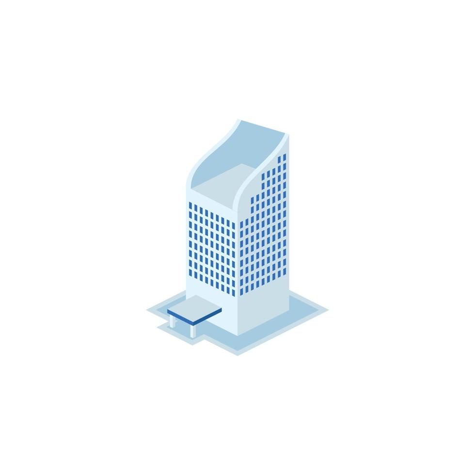 tornindustribyggnad - torn, lägenhet, stadsbyggnader, stadsbild - 3d isometrisk byggnad isolerad på vitt vektor