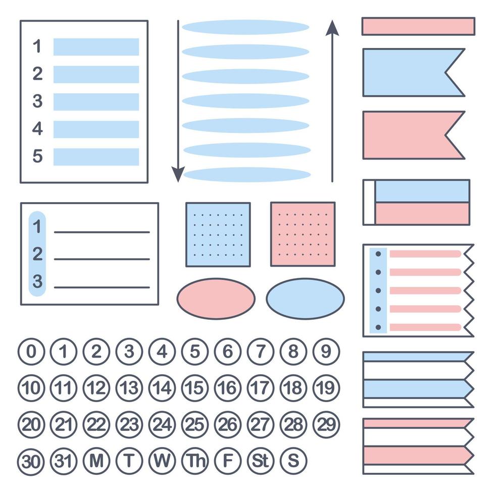 bullet journal element för att fylla anteckningar dagbok och planerare vektor