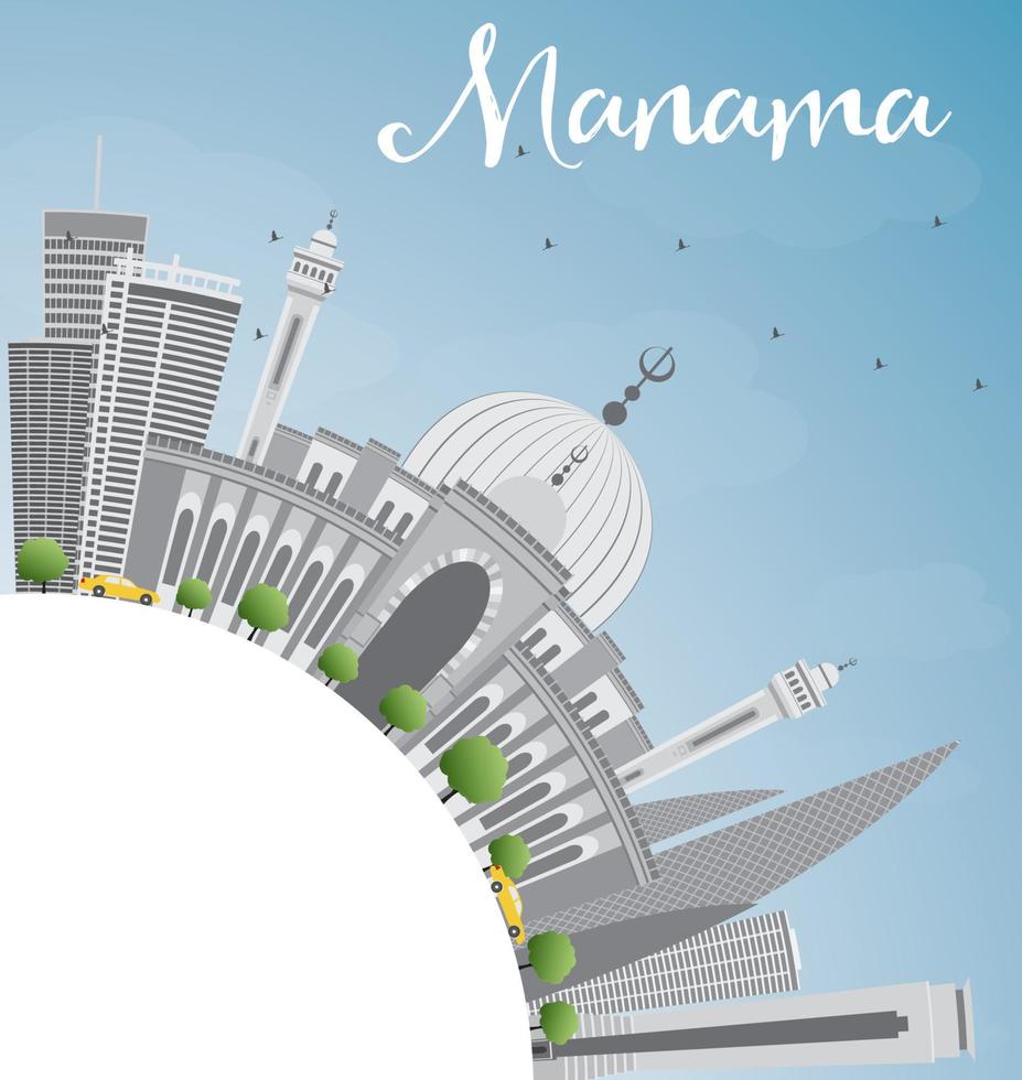 manama skyline mit grauen gebäuden und kopierraum. vektor