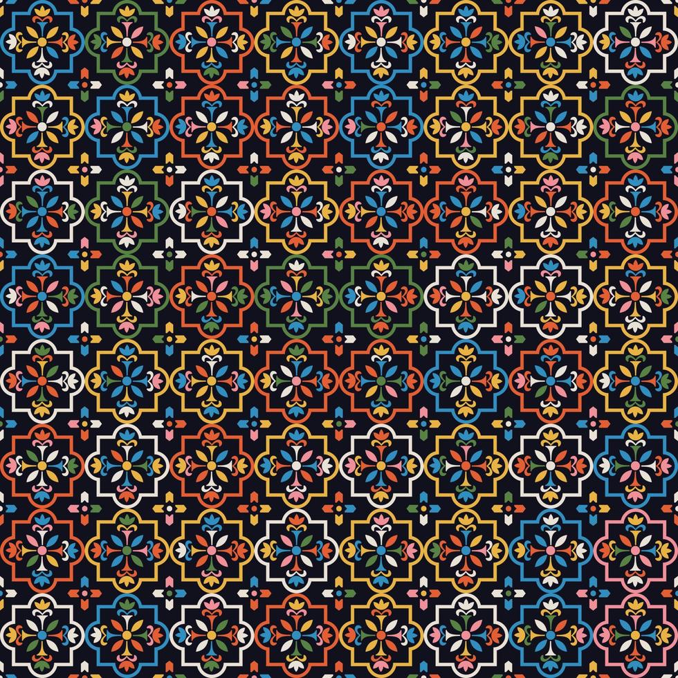 abstraktes Retro-geometrisches nahtloses Muster. helles, farbenfrohes nostalgisches Hintergrunddesign. Vektor-Illustration vektor