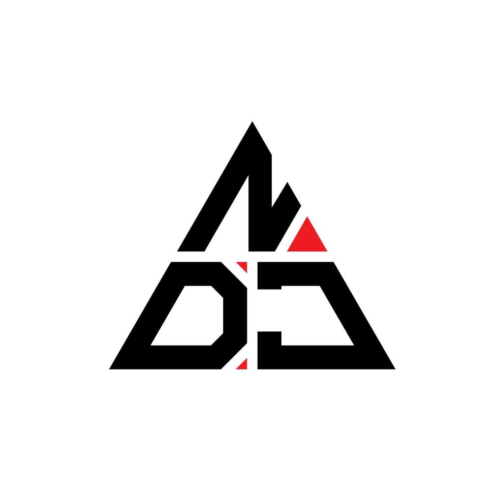 ndj triangel bokstavslogotypdesign med triangelform. ndj triangel logotyp design monogram. ndj triangel vektor logotyp mall med röd färg. ndj triangulär logotyp enkel, elegant och lyxig logotyp.