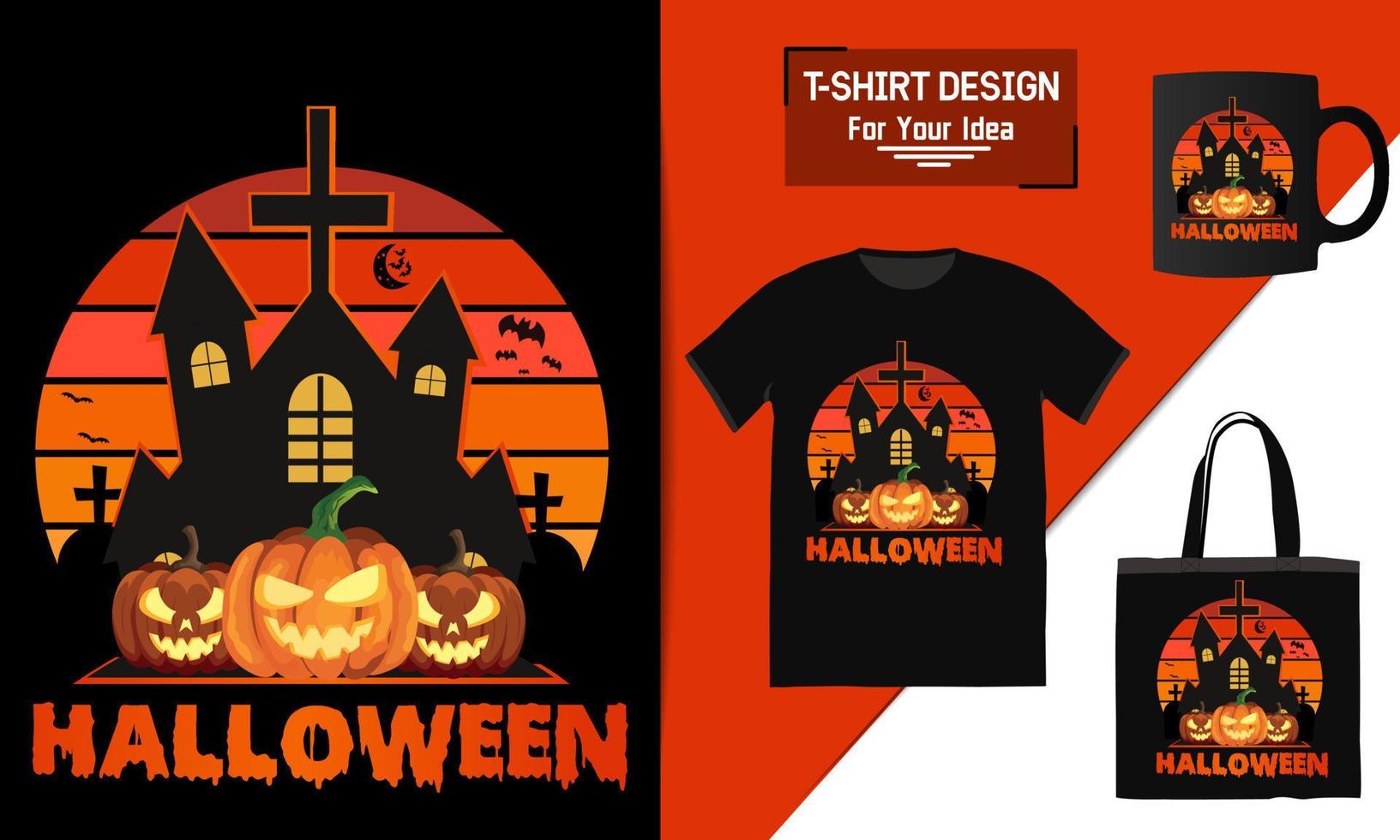 glad halloween t-shirt design, mall design halloween typografi element vektor