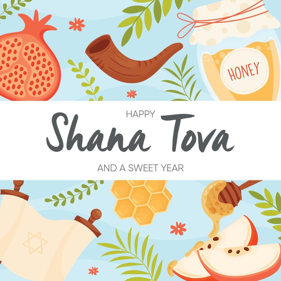 fröhlicher rosh hashanah tag, shana tova grußkarte vektor