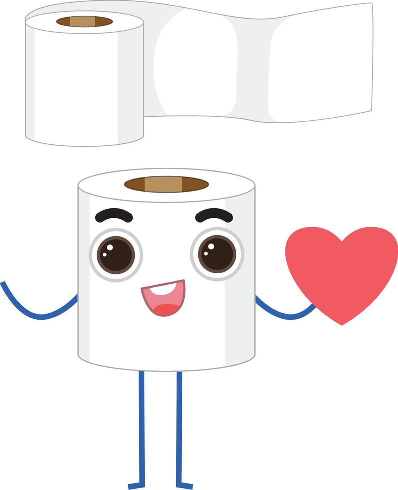 Toilettenpapier-Cartoon-Figur auf weißem Hintergrund vektor