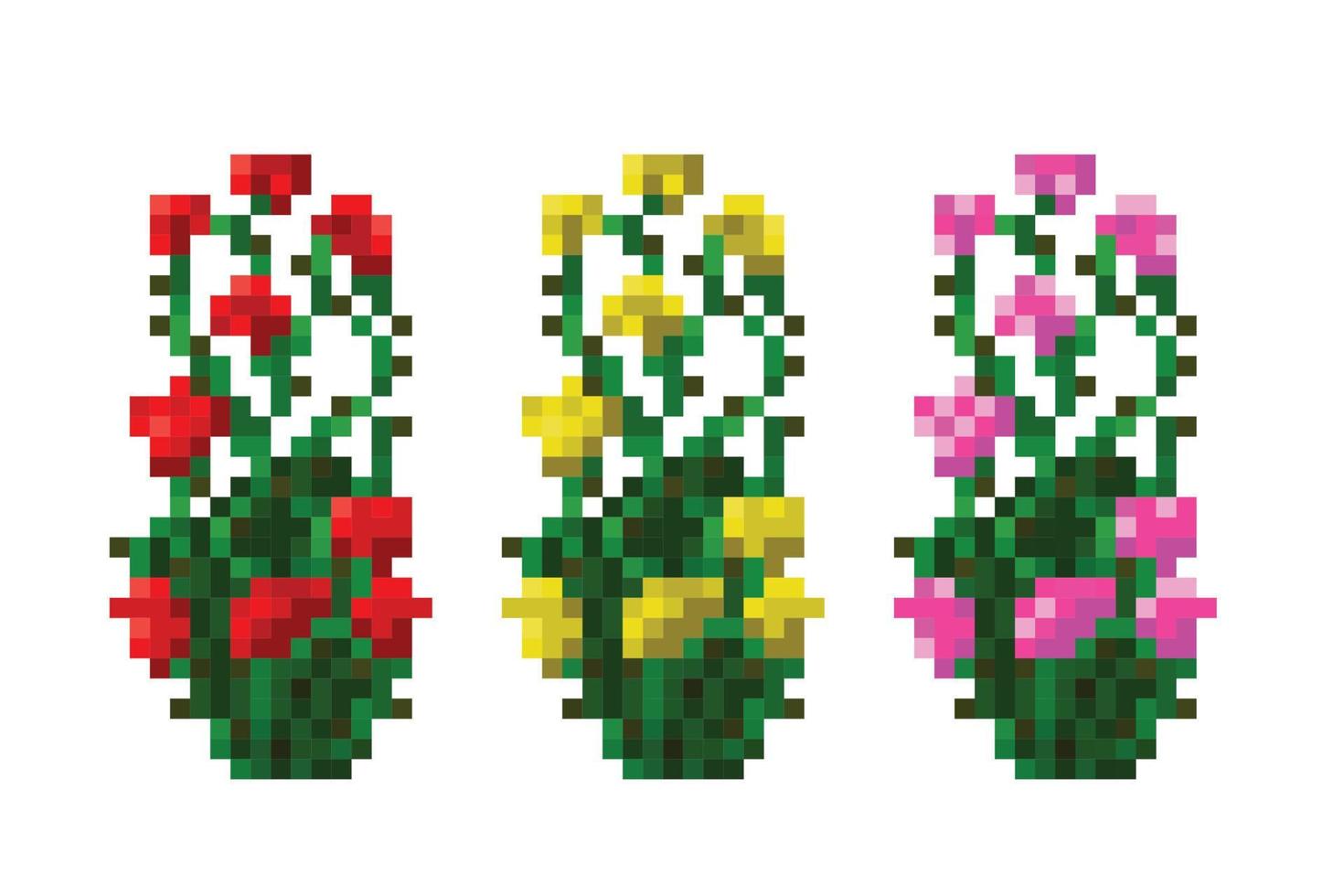 Spielkonzept, anpassbarer Vektor, Pixelkunst, Blumen vektor