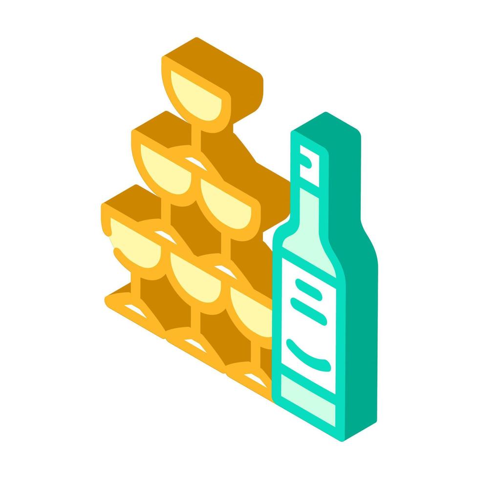 champagner hochzeitsgetränk für isometrische symbolvektorillustration der gäste vektor