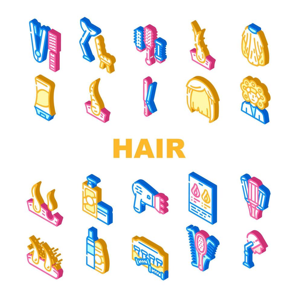 friskt hår behandling samling ikoner som vektor