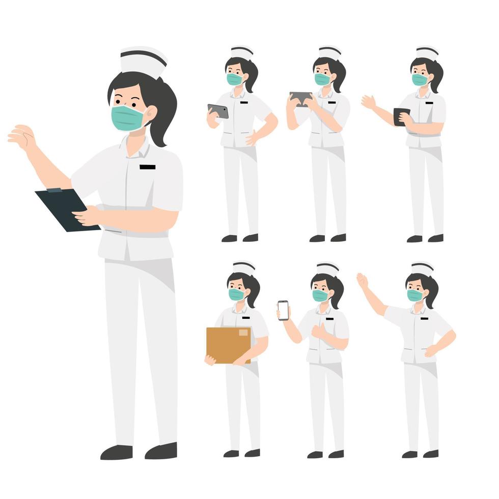 sjuksköterska karaktär design presentera koncept vektor