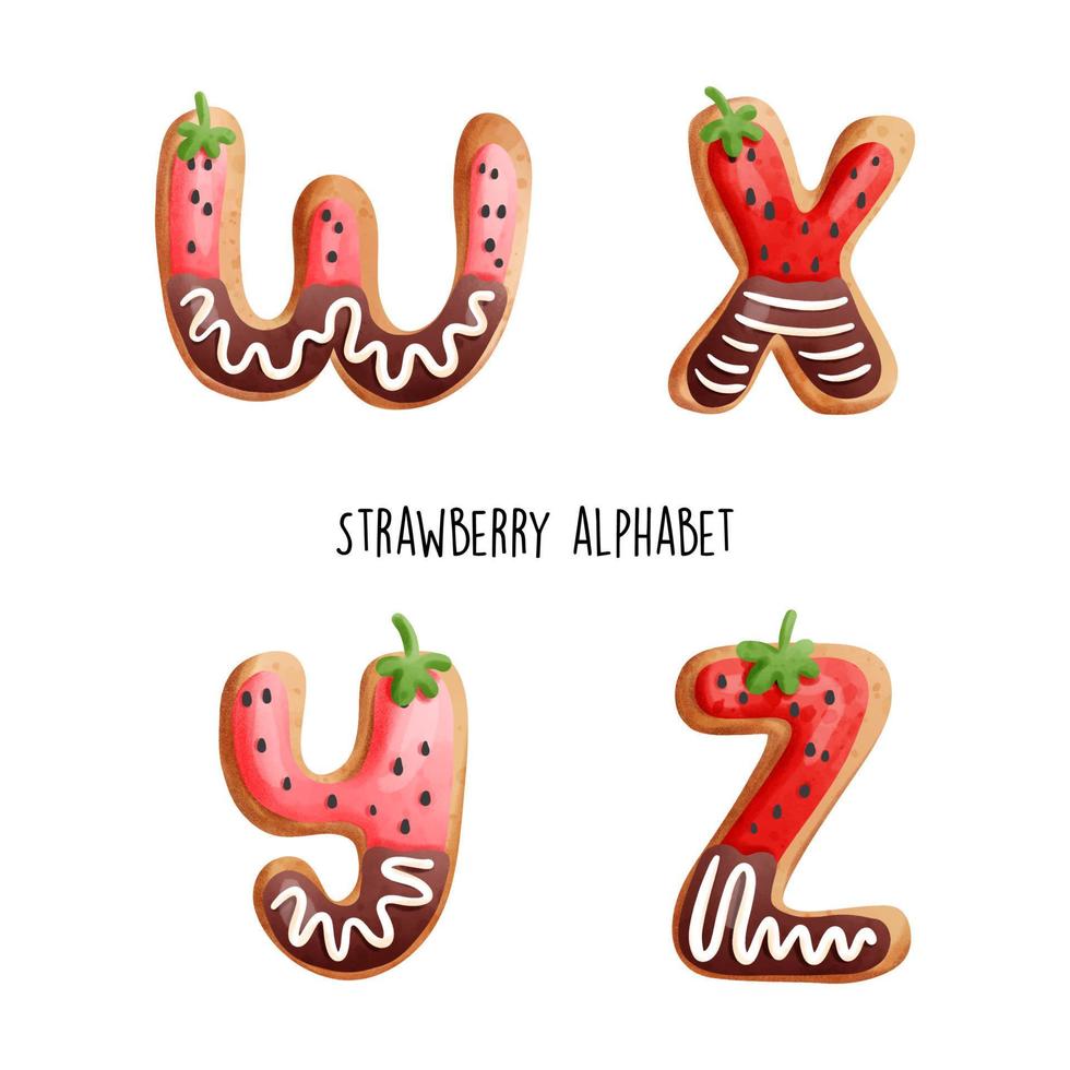 Erdbeer-Alphabet. Vektor-Illustration vektor