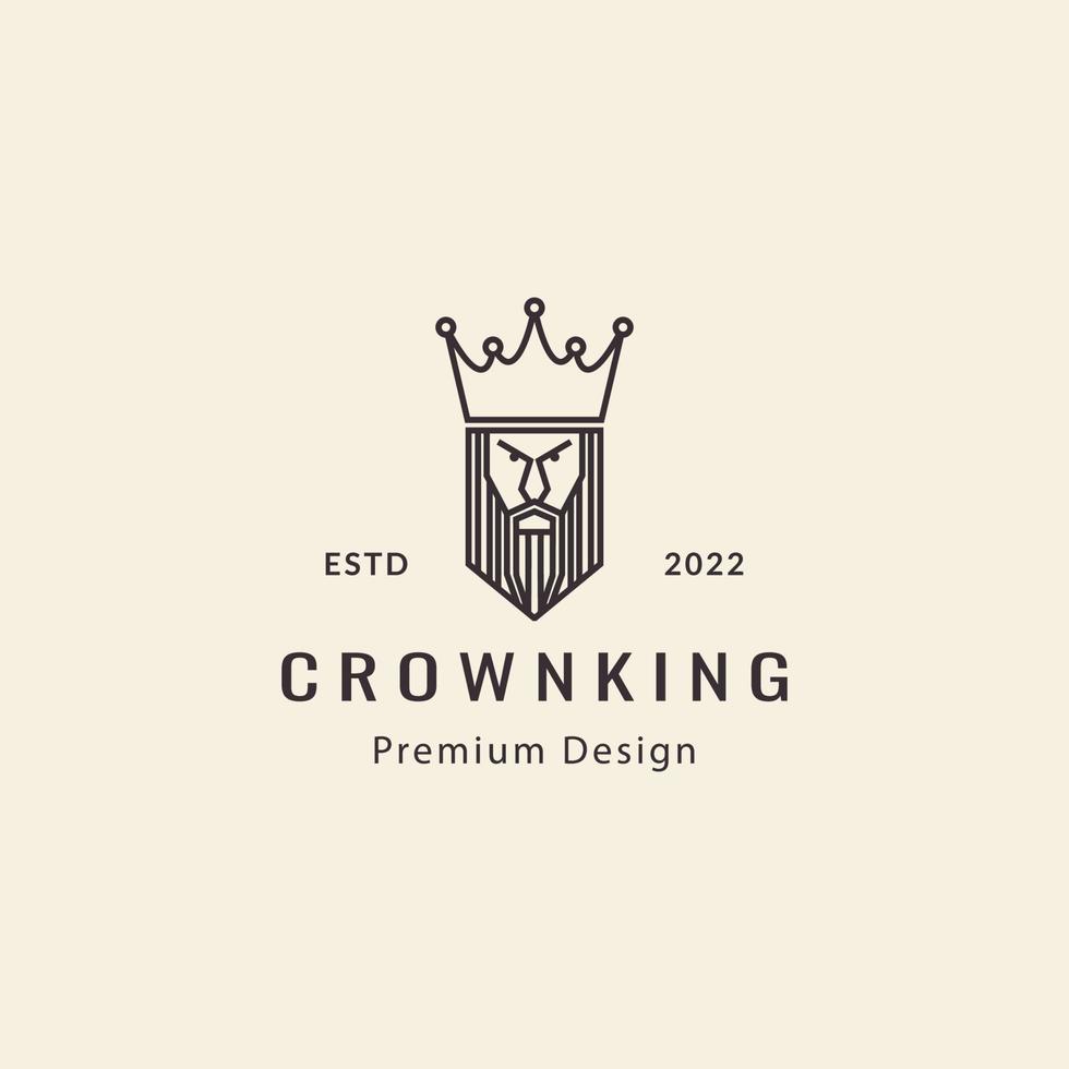 kung kung huvud med krona linje stil retro logotyp vektor ikon symbol illustration design