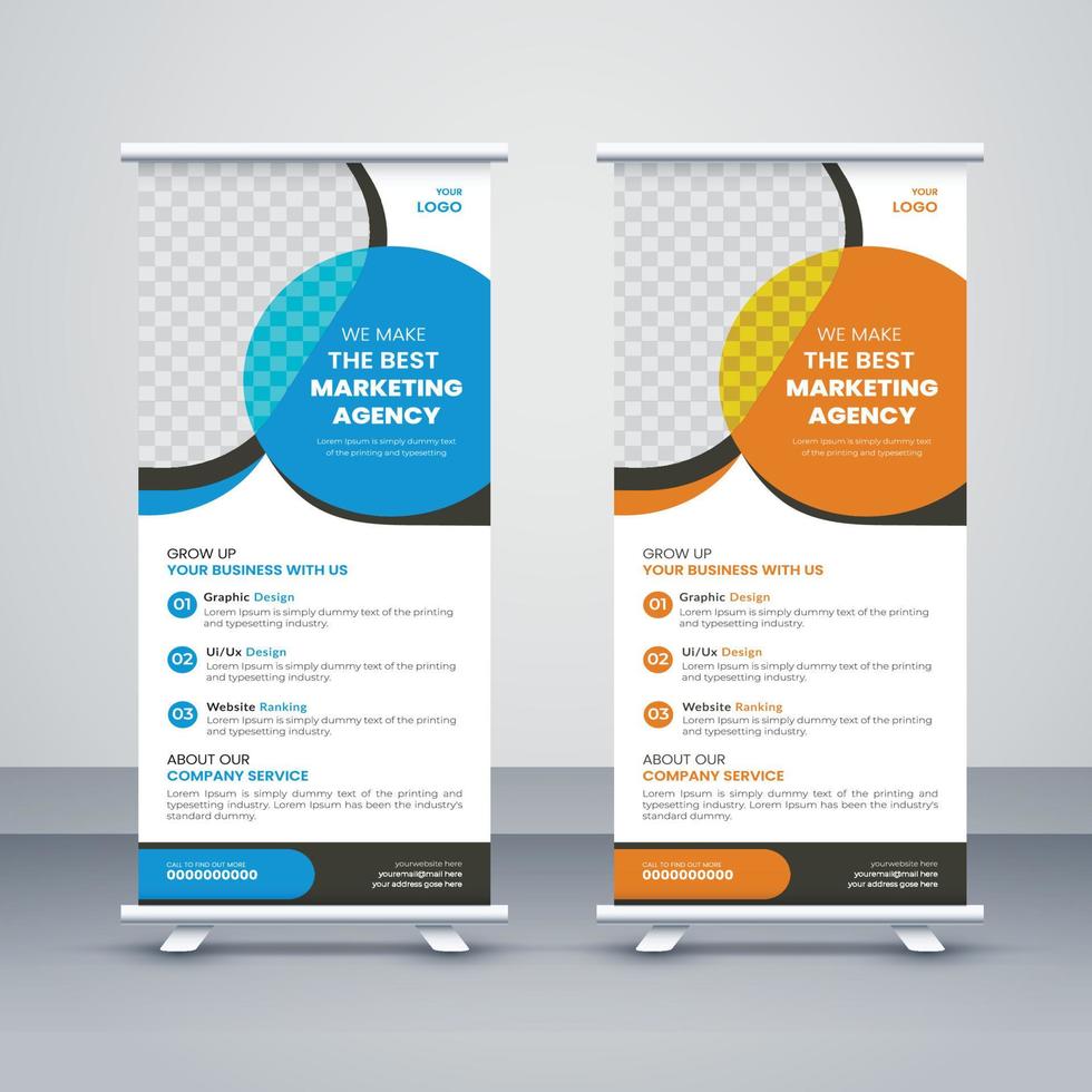 corotate und kreatives Rollup-Banner-Design vektor