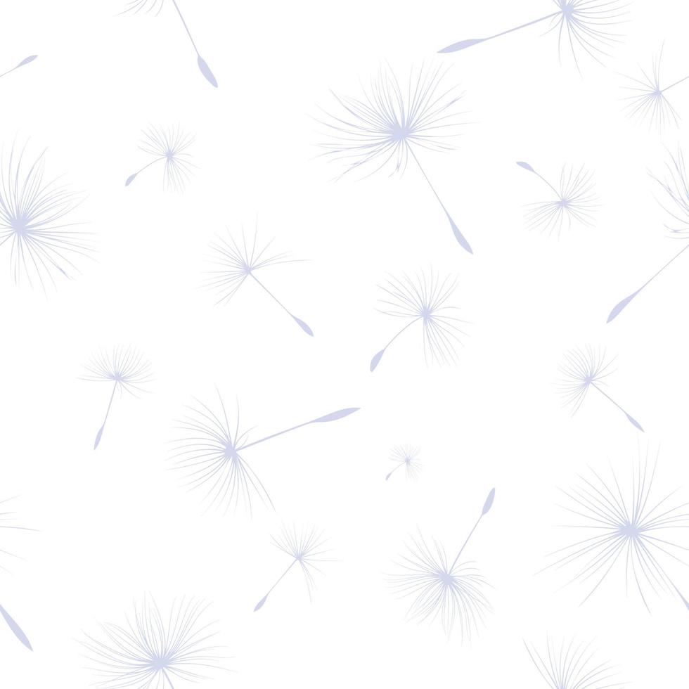 Blumenhintergrund nahtloses Muster mit Löwenzahn-Flaum-Silhouette auf weißem Hintergrund. schöne Naturkulisse. Vektor-Illustration vektor