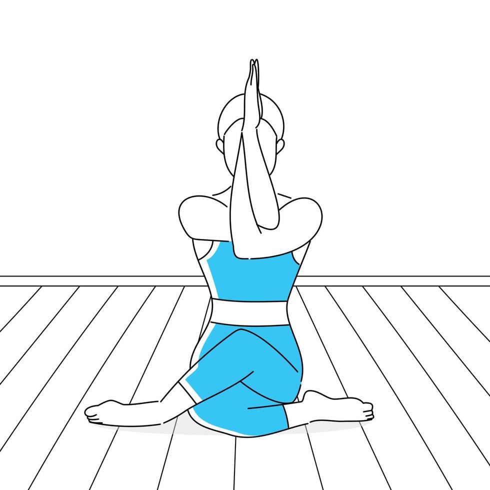 yoga-posen, meditieren im yoga, junge frau, die yoga- und fitnessübungen macht. gesunder Lebensstil. Vektor-Illustration vektor