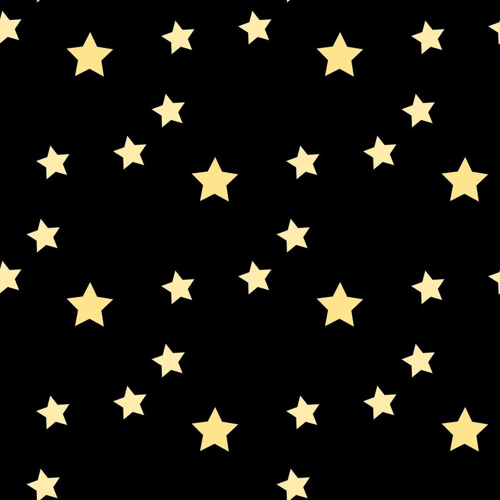 seamless mönster med gula stjärnor på svart bakgrund. vektor bild.
