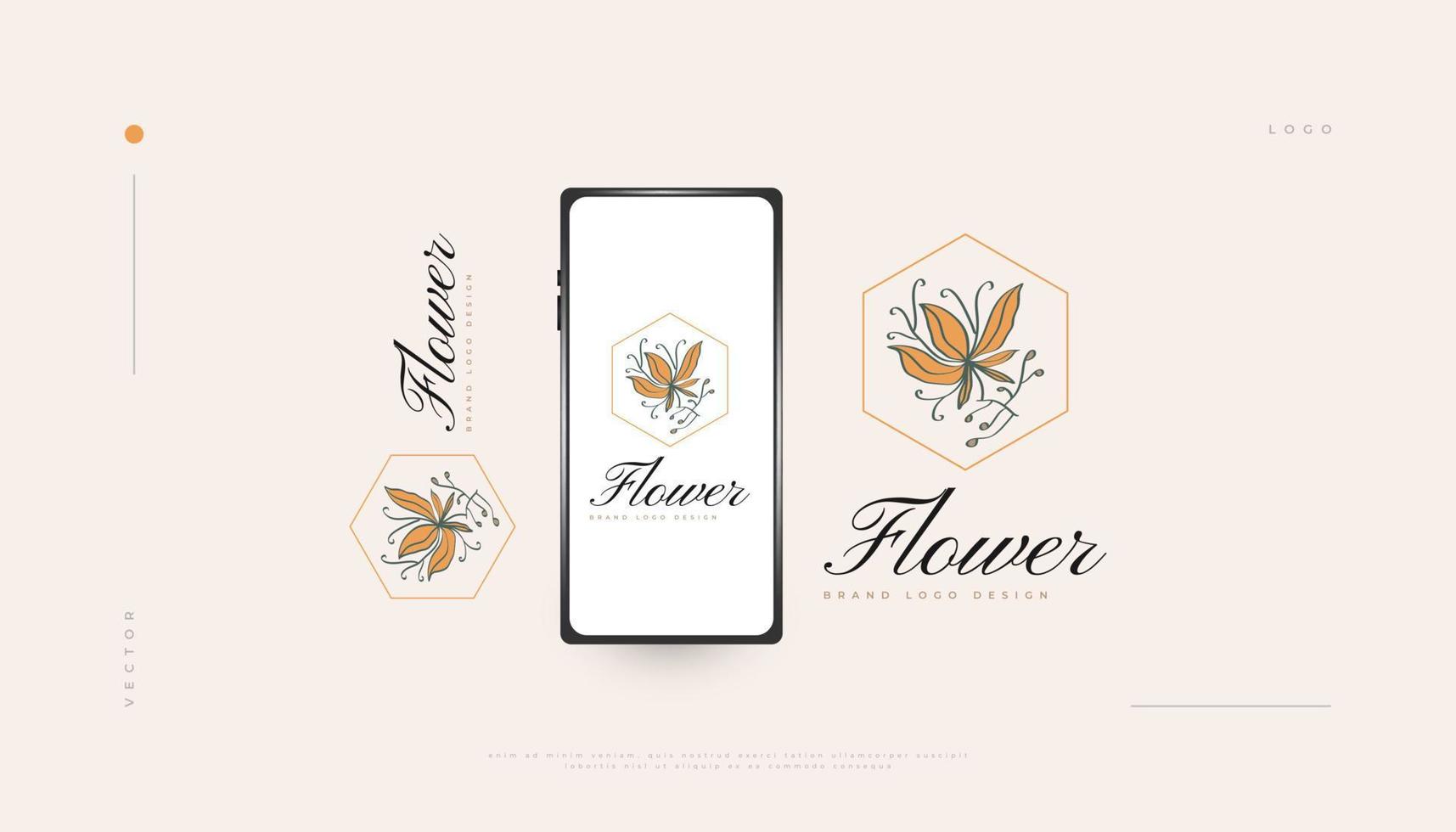 elegant blomlogotypdesign med minimal stil, lämplig för spa, skönhet, smycken, salong eller kosmetikamärke. handritad blommig eller botanisk logotyp illustration vektor