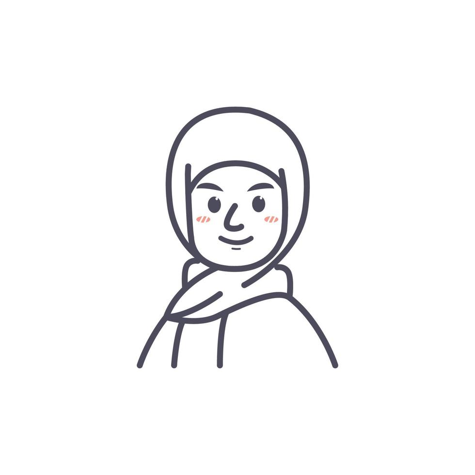 schöne hijab moslemische mädchenkinder stellen flache illustration des porträts für profilbild gegenüber vektor