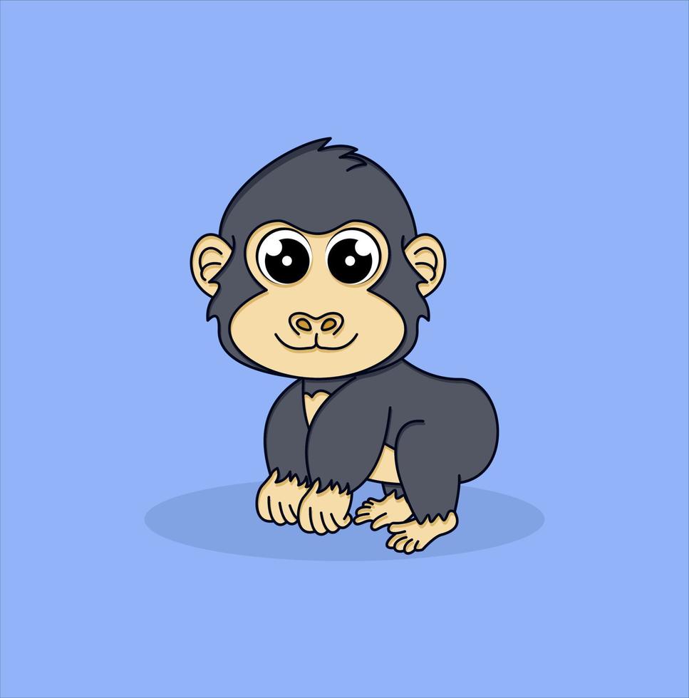 söt gorilla djur seriefigur vektor