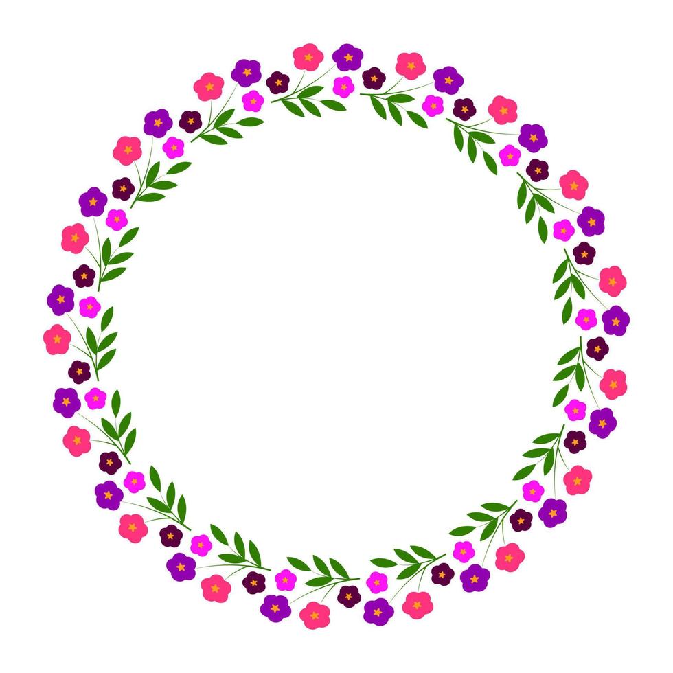 schöner dekorativer Blumenrahmen. rosa Blüten auf einem Ast in einem Kreis. runder Blumenrahmen für Foto oder Text. vektorillustration lokalisiert auf transparentem hintergrund vektor