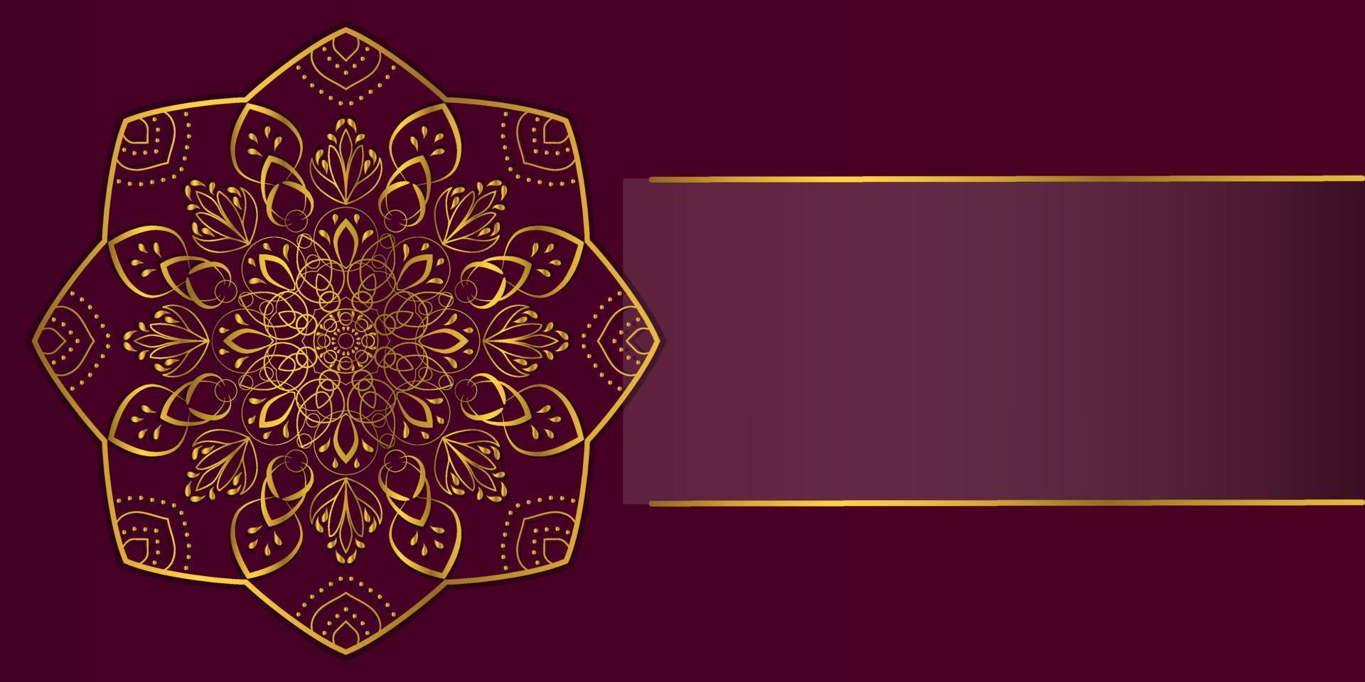 design för inbjudan, visitkort, gratulationskort, banner med plats för text. gyllene arabesk arabisk stil islamisk mönsterbakgrund. lyxig mandala. vektor illustration