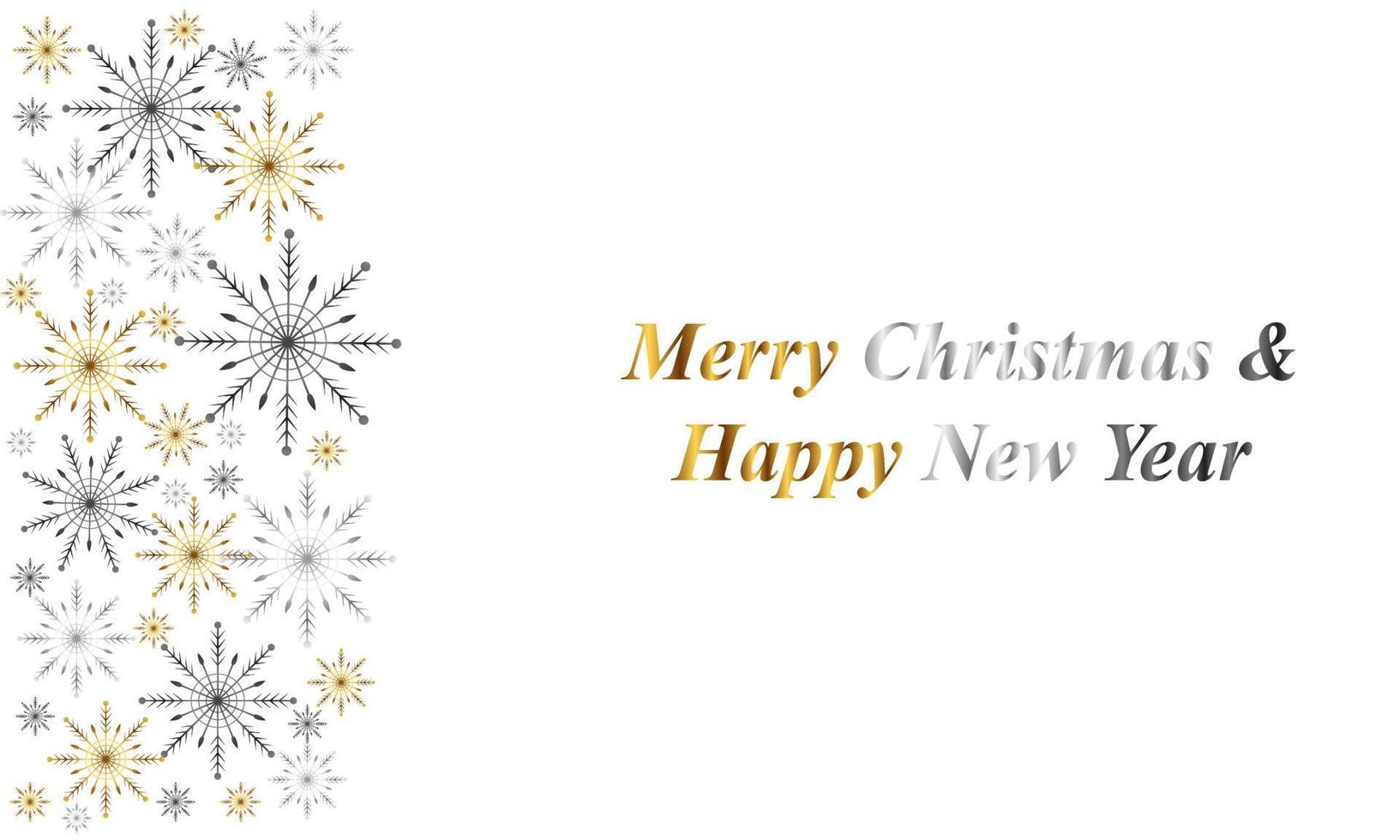 frohe weihnachten und ein gutes neues jahr 2023. weihnachtshintergrund mit glänzenden gold- und silberschneeflocken. grußkarte, feiertagsbanner, webposter. Vektor-Illustration vektor