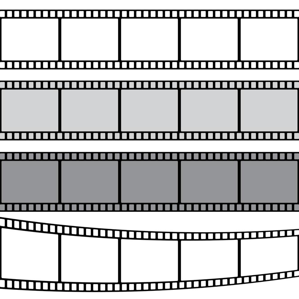 satz von rahmen aus filmstreifen oder fotografischem film. vektorillustration lokalisiert auf transparentem hintergrund vektor